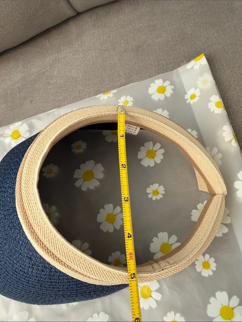 BRAND NEW Lady Navy Straw Visor with Beige Trim - Sun Protective Hat